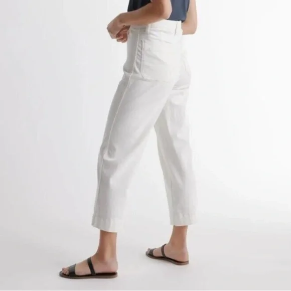 Quince Cotton Crop Wide-Leg Pant Jeans-Women’s 27 & 32-White-Ivory-Casual-Classy - Picture 2 of 5